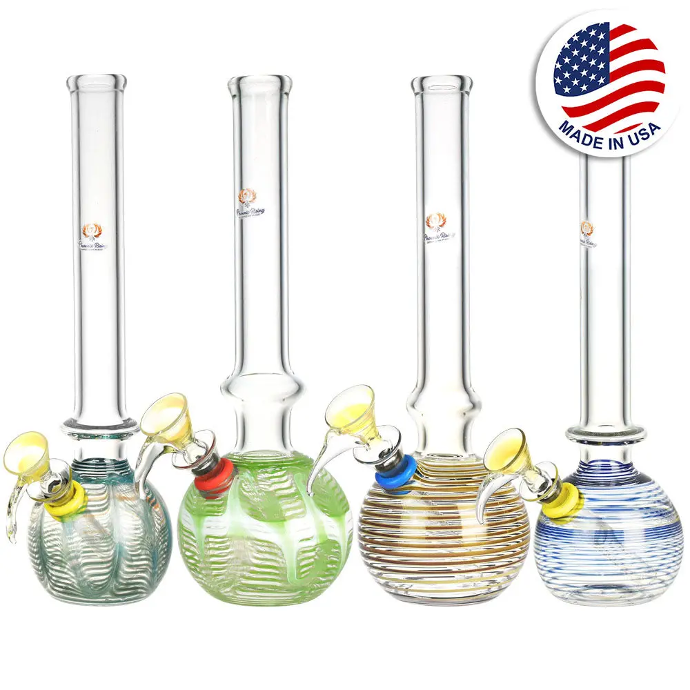 Phoenix Rising Worked Round Base Water Pipe - 9.5"/Colors Vary 1