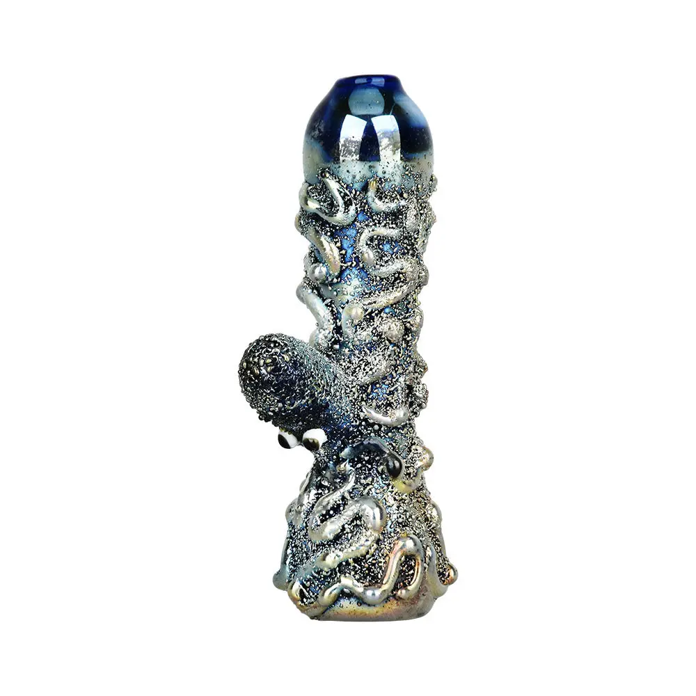 Curious Kraken Metallic Electroplated Glass Chillum - 3.5" 1