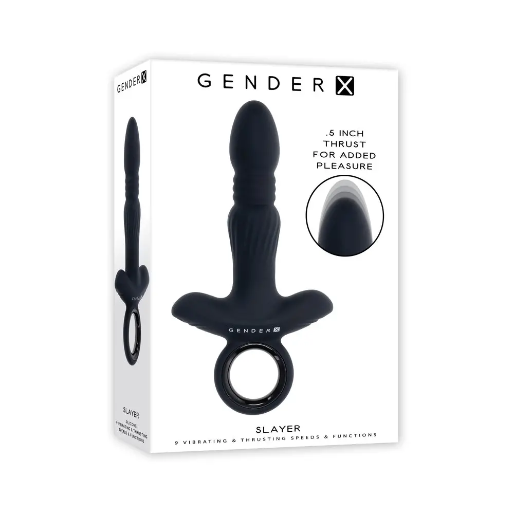 Gender X Slayer Rechargeable Ring Thruster Vibe Silicone Black 1