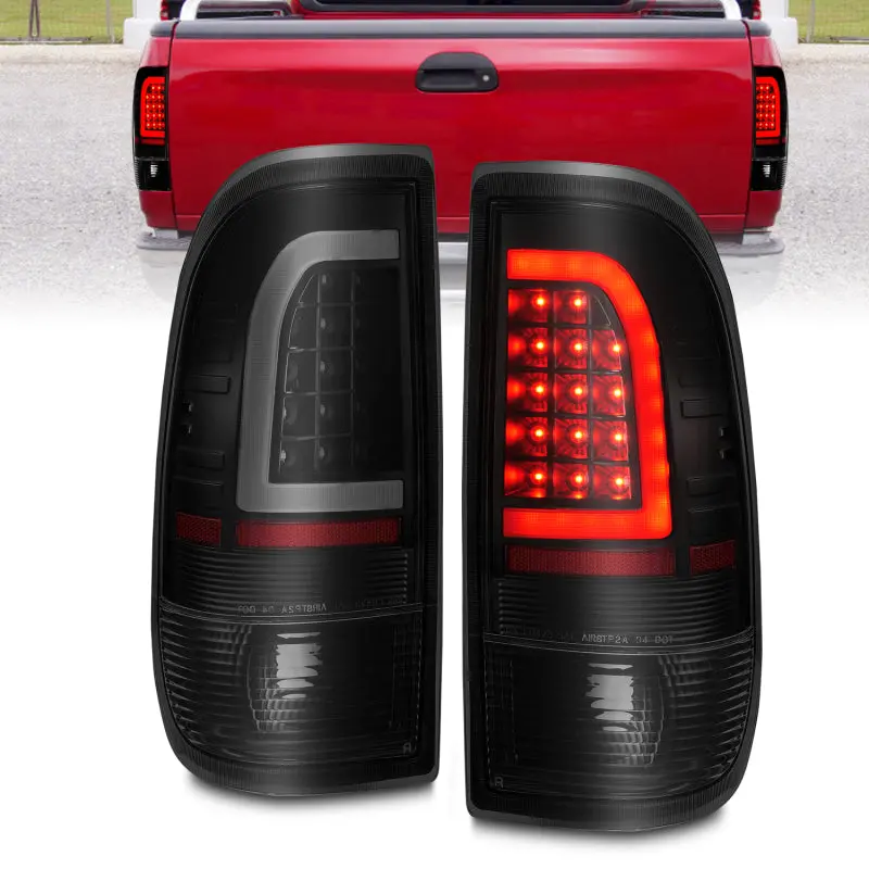 Anzo 1997-2003 Ford F-150 Led Tail Lights W/ Light Bar Black Housing Smoke Lens 1