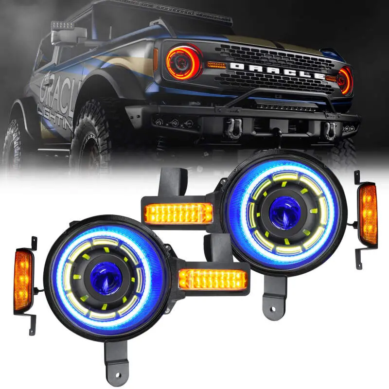 Oracle 2021+ Ford Bronco Oculus Bi-Led Projector Headlights - Colorshift Led See Warranty 1