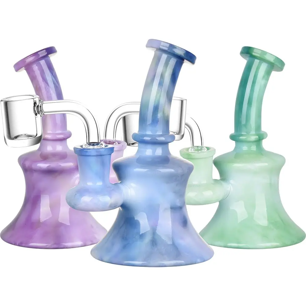 Marbled Tie Dye Mini Glass Dab Rig - 5" / 14Mm F 1