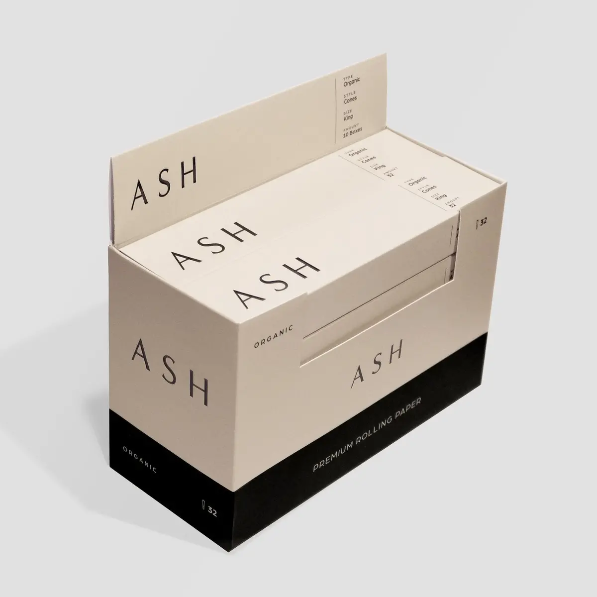 Ash Pre-Rolled Cones | Organic | 32 Count | Box 1