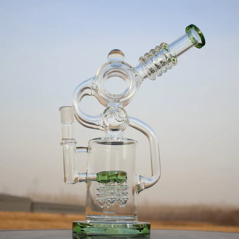 Recycler Style Water Pipe W/ Dual Percolator 11.5" 2