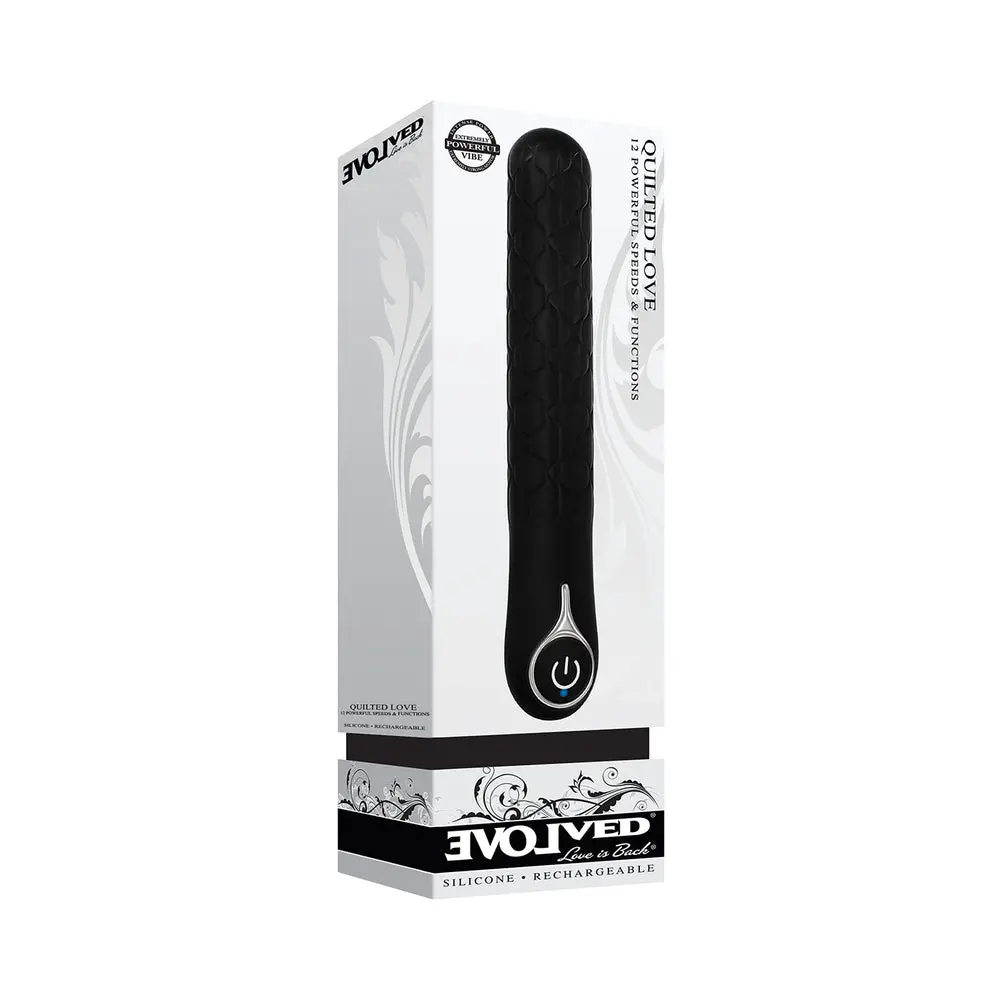 Evolved Quilted Love Rechargeable Textured Silicone Sli Mline Vibrator Black 1