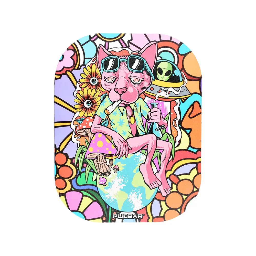 Pulsar Mini Magnetic Rolling Tray Lid - Chill Cat / 7"X5.5" 1