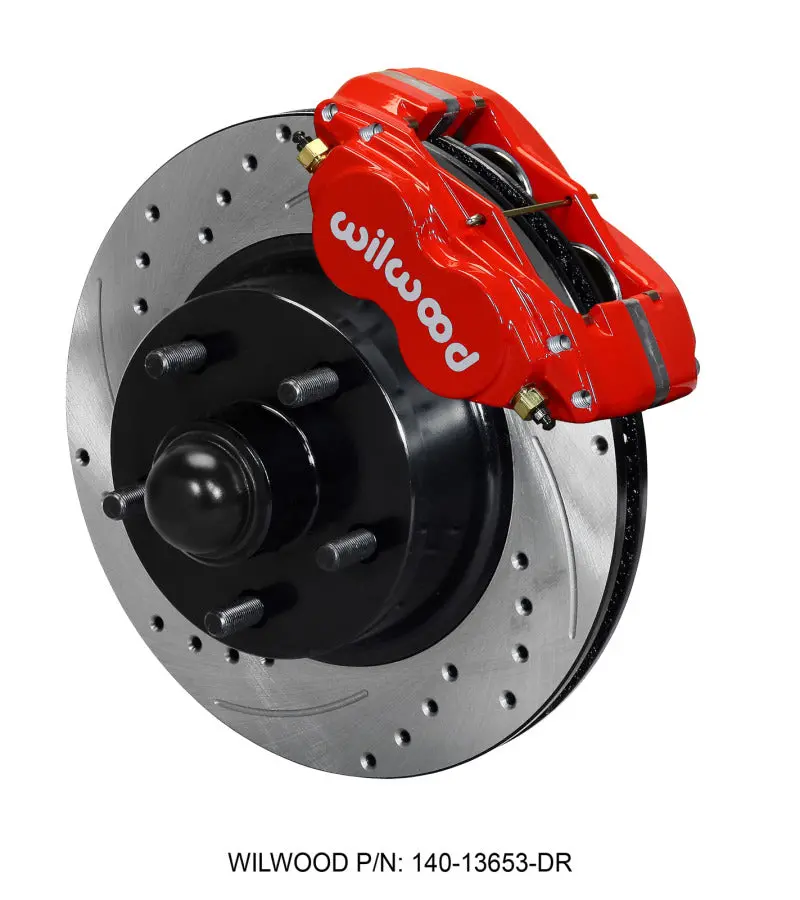 Wilwood Forged Dynalite-M Front Kit 11.30In 1 Pc Rotor&Hub Drill-Red 60-68 Ford / Mercury Full Size 1