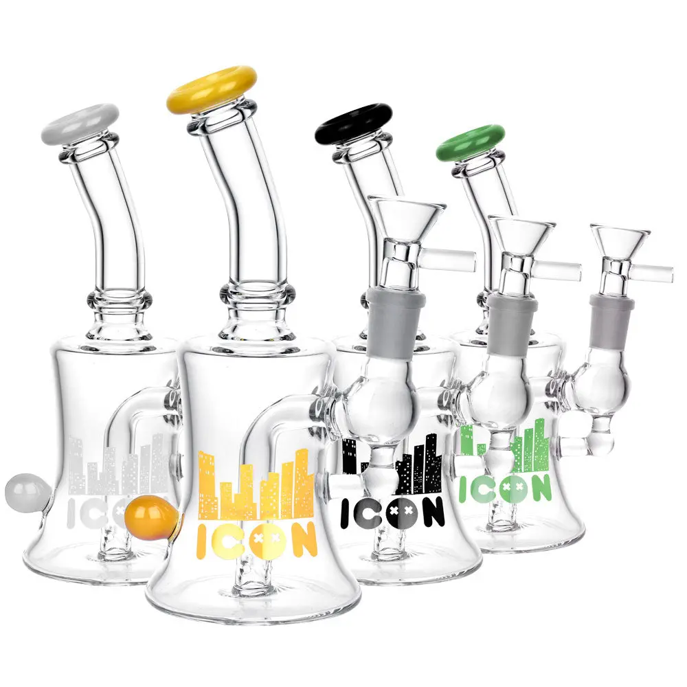 Diamond Glass Icon Baggins Water Pipe- 7"/14Mm F/Colors Vary 1
