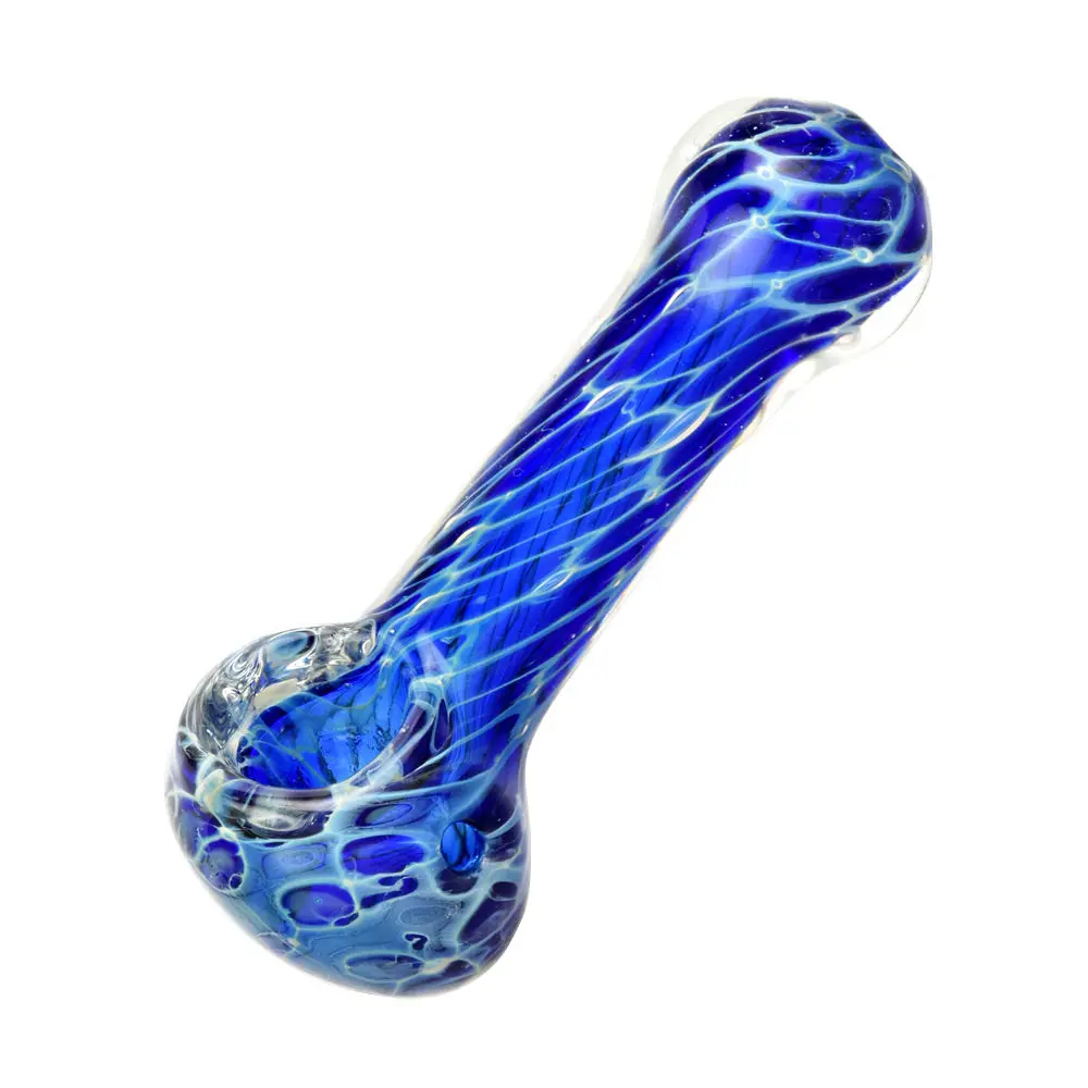 Cellular Blue Glass Spoon Pipe 1