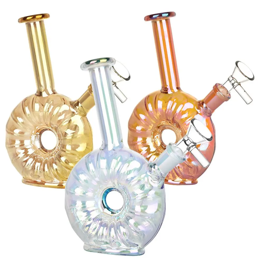 Electroplated Donut Glass Water Pipe - 6.75" / 14Mm F 1