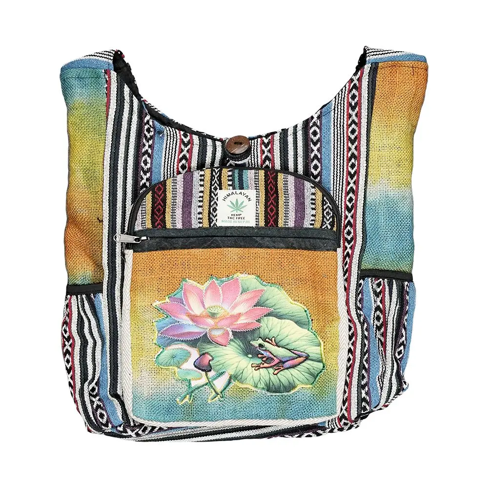 Threadheads Himalayan Hemp Lily Pad Patchwork Shoulder Bag 1