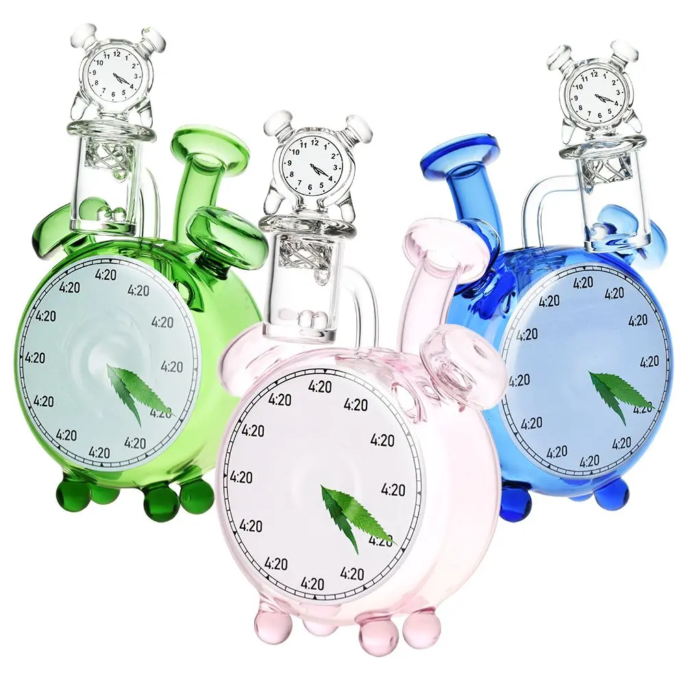It's 4:20 Somewhere Alarm Clock Rig W/ Matching Carb - 5.75" / 14Mm F / Colors Vary 1