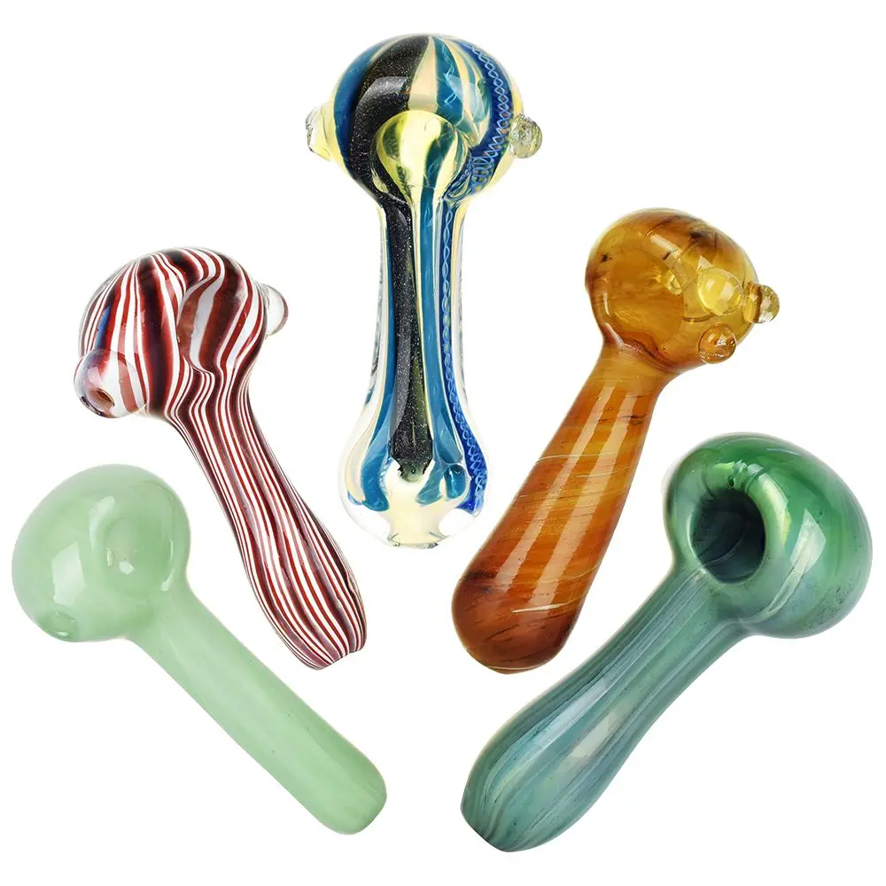 Earth Movement Glass Spoon Pipes - 3.75"-4.5" 20Ct 1