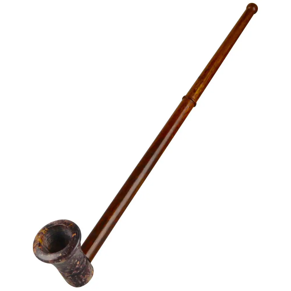 Stone Bowl Pipe W/ Long Wood Mouthpiece 1