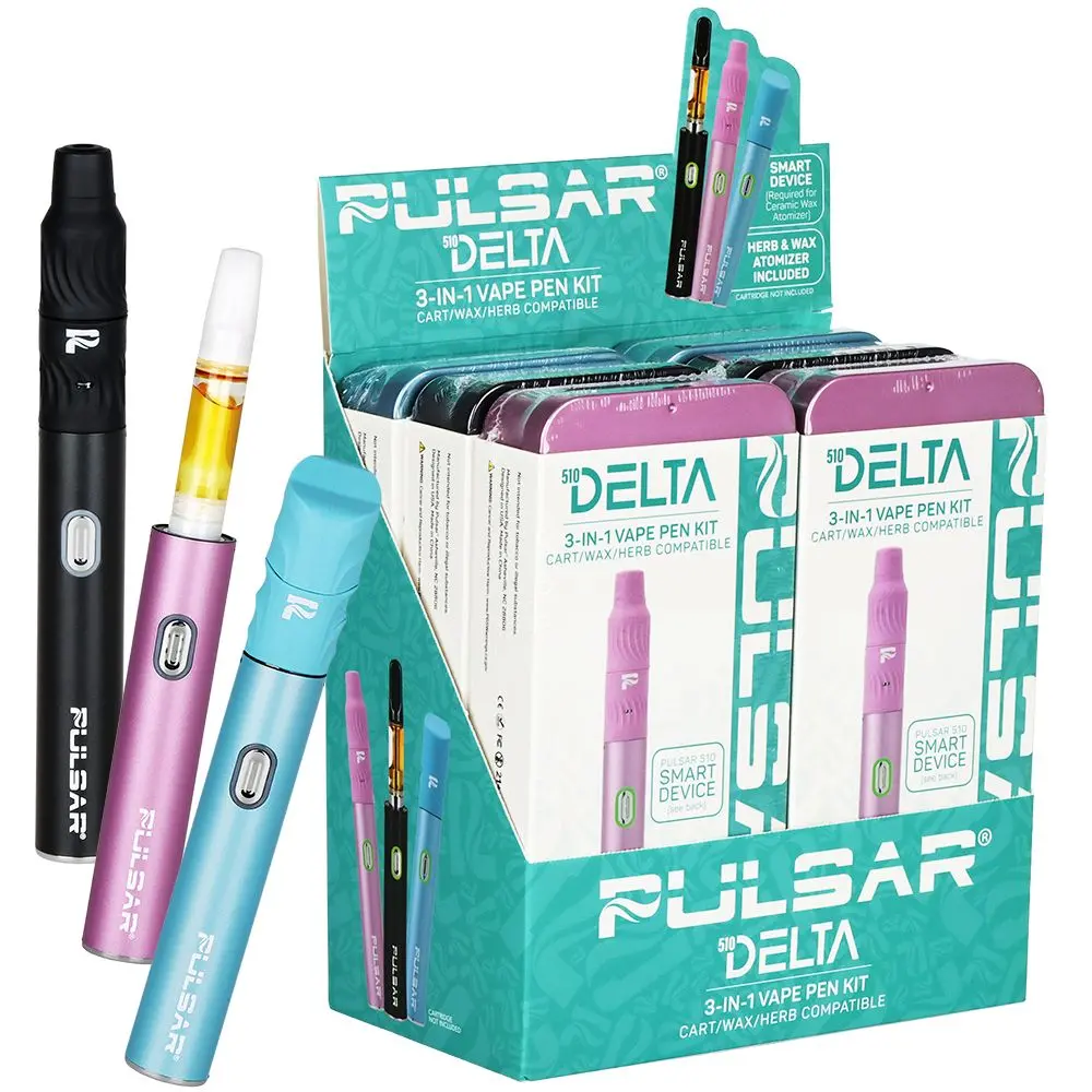 6Ct Display - Pulsar 510 Delta 3-In-1 Smart Battery Vape Pen Kit - 800Mah / Assorted Colors 1