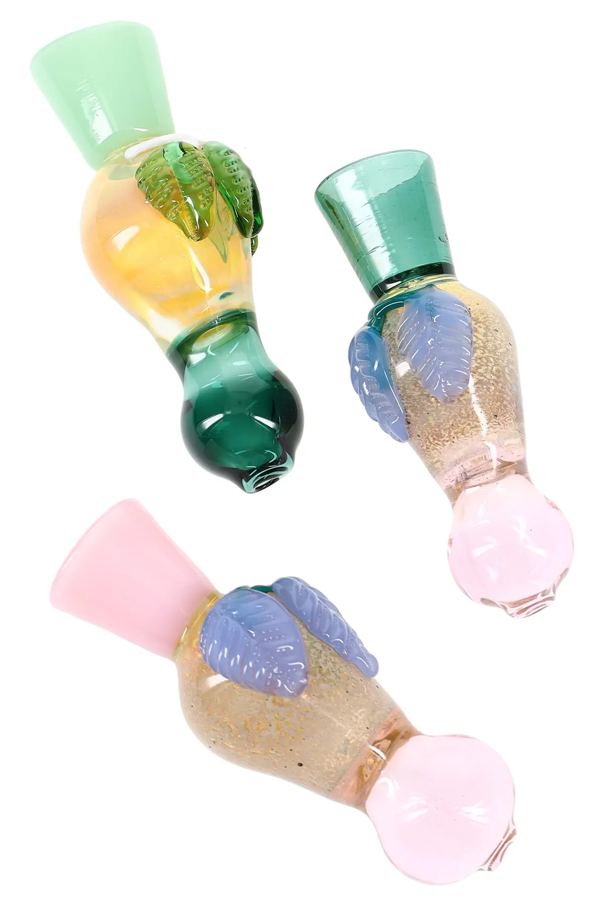 Silver-Fumed Color-Changing Frit Glass Chillum “Patina Pop” – 3″ – Assorted 1