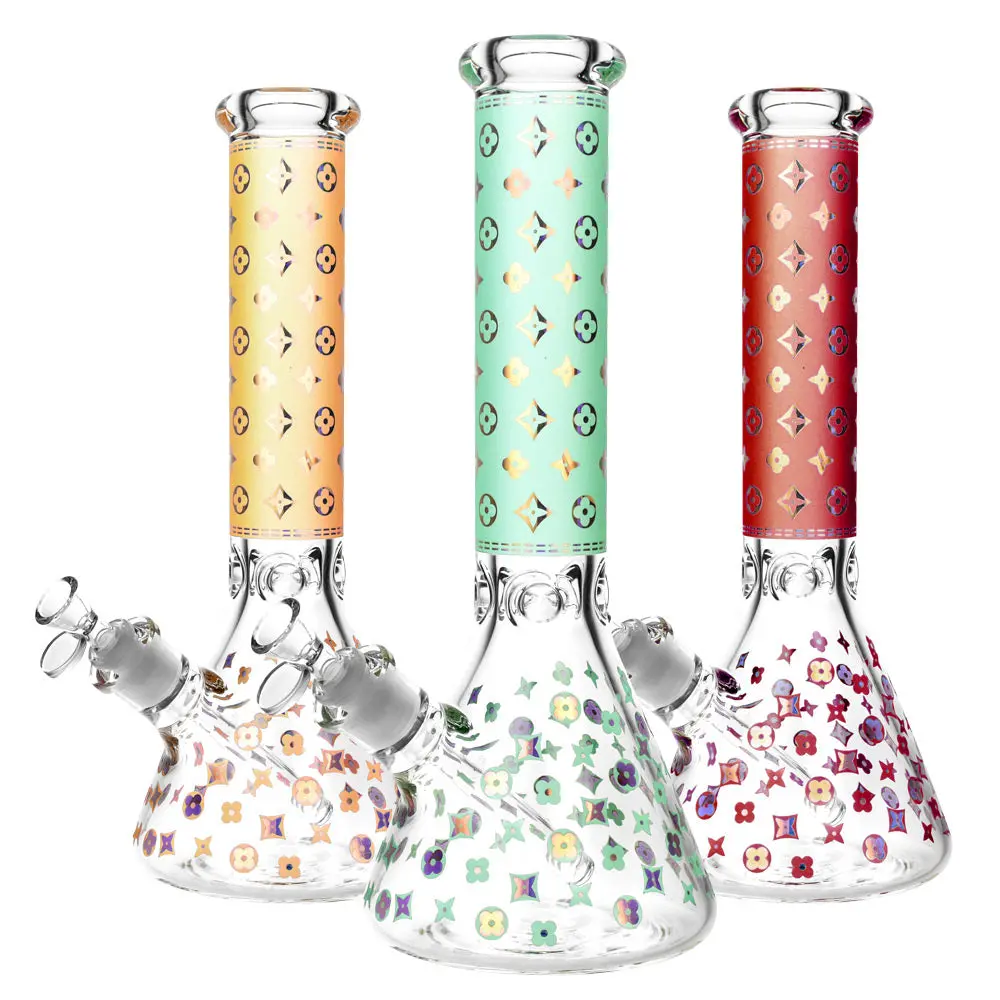 Designer Floral Diamond Water Pipe - 14"/14Mm F/Colors Vary 1