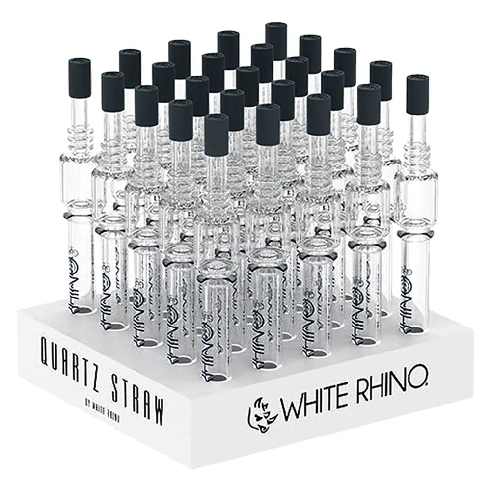 White Rhino Quartz Dab Straw V4 W/ Silicone Cap - 5" 25Ct 1