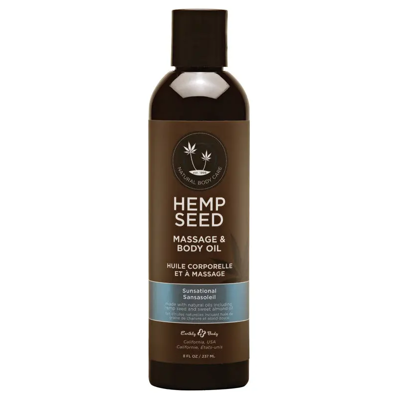Earthly Body Hemp Massage Oil Sunsational 8 Oz. 1