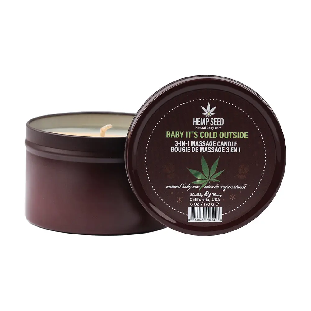 Earthly Body Hemp Seed 3-In-1 Holiday Candle Baby It's Cold Outside 1