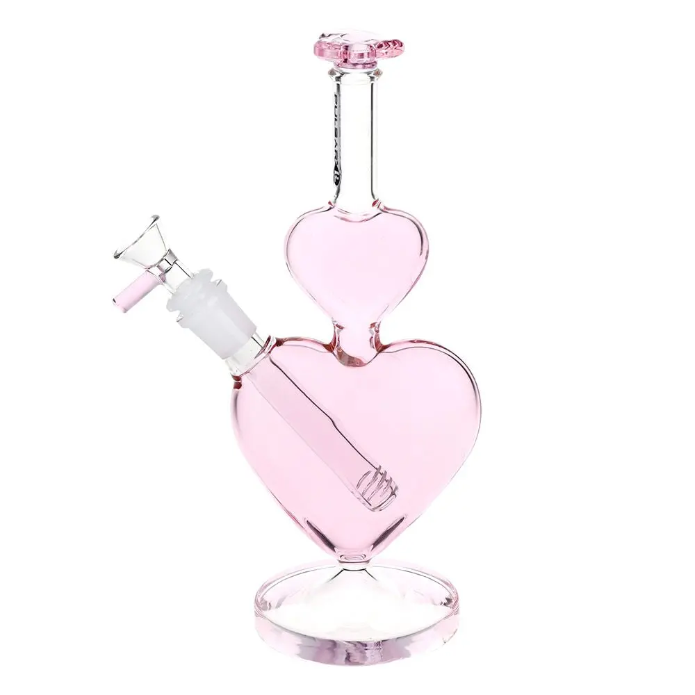 Pulsar Stacked Hearts Glass Water Pipe - 10" / 14Mm F 1