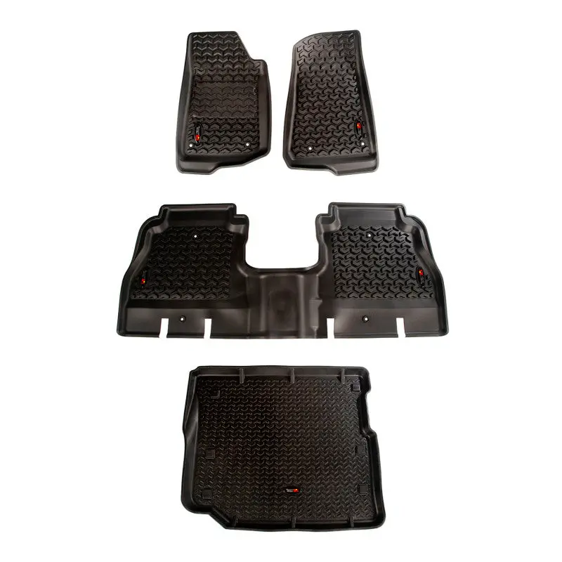 Rugged Ridge Floor Liner Front/Rear/Cargo Black 18-21 Jeep Wrangler Jl 4 Dr (Excl. 4Xe Models) 1