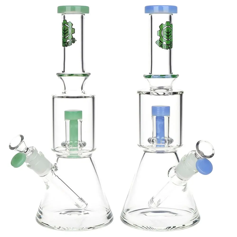 Seshgear 2-Step Glass Beaker Water Pipe - 11.75" / 14Mm F / Colors Vary 1