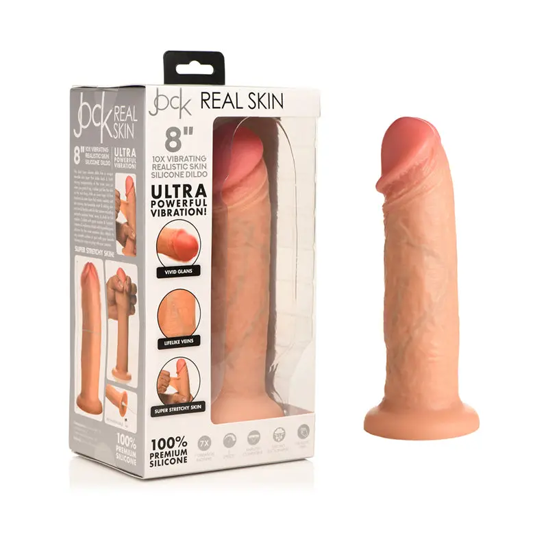 Jock Real Skin Vibrating Silicone Dildo 8 In. Light 1