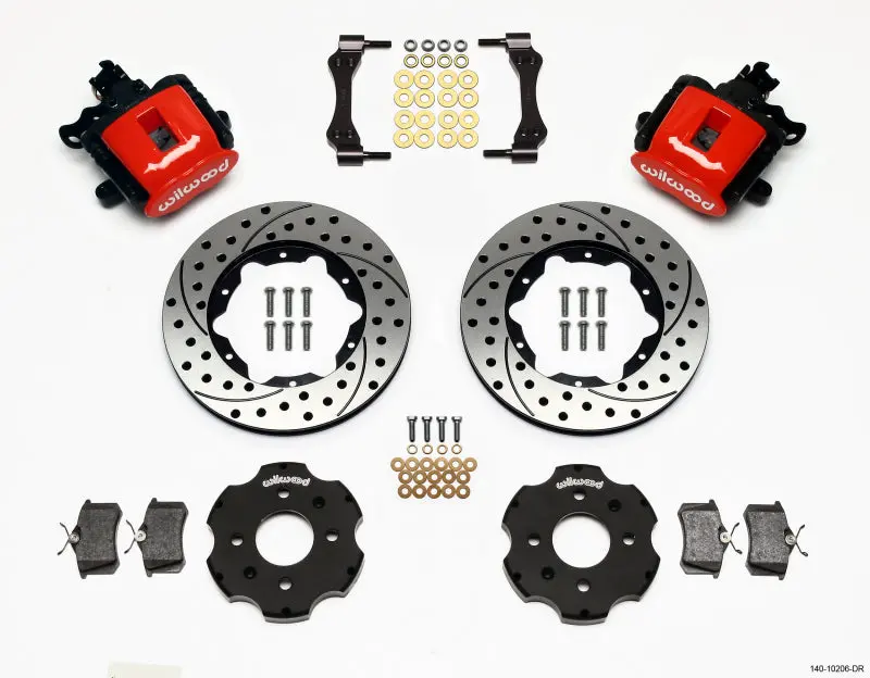 Wilwood Combination Parking Brake Rear Kit 11.00In Drilled Red Civic / Integra Disc 2.39 Hub Offset 1