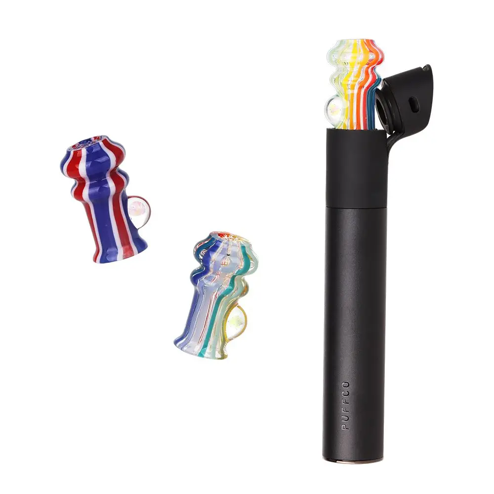 Pulsar Rainbow W/ Opal Glass Mouthpiece Attachment For Puffco Pivot W/ Display Stand - Colors Vary 1