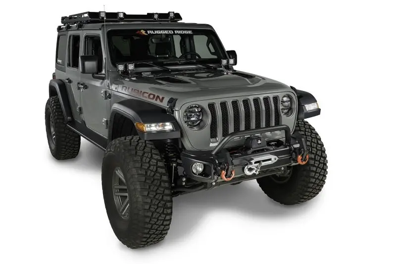 Rugged Ridge Arcus Front Bumper Tube Overrider Black 18-20 Jeep Wrangler Jl 2