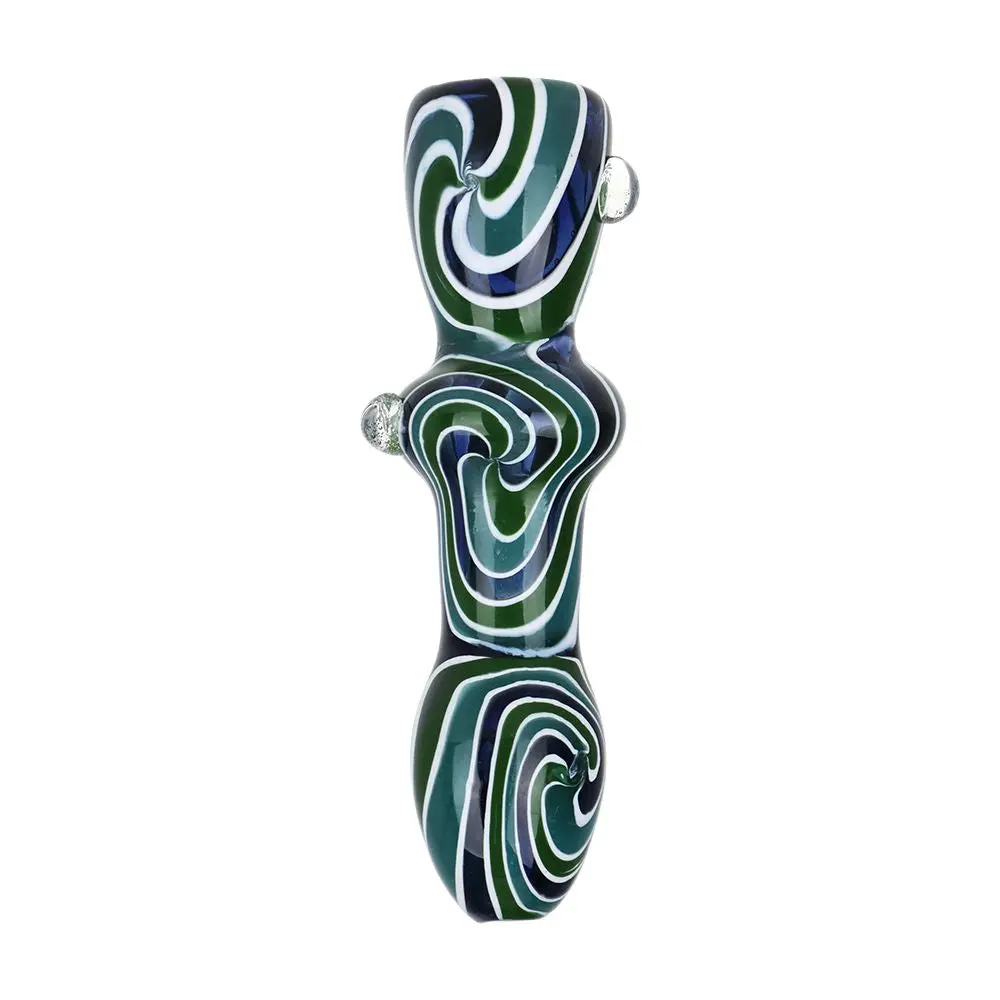 Hypnotist Triplets Wig Wag Swirls Glass Chillum - 4" 1