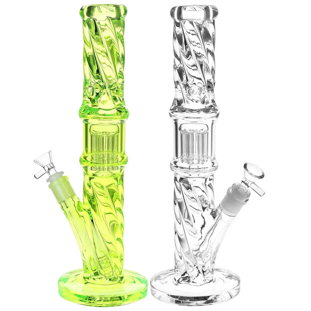 Translucent Twisty Jellyfish Perc Straight Glass Water Pipe | 13.75" 1