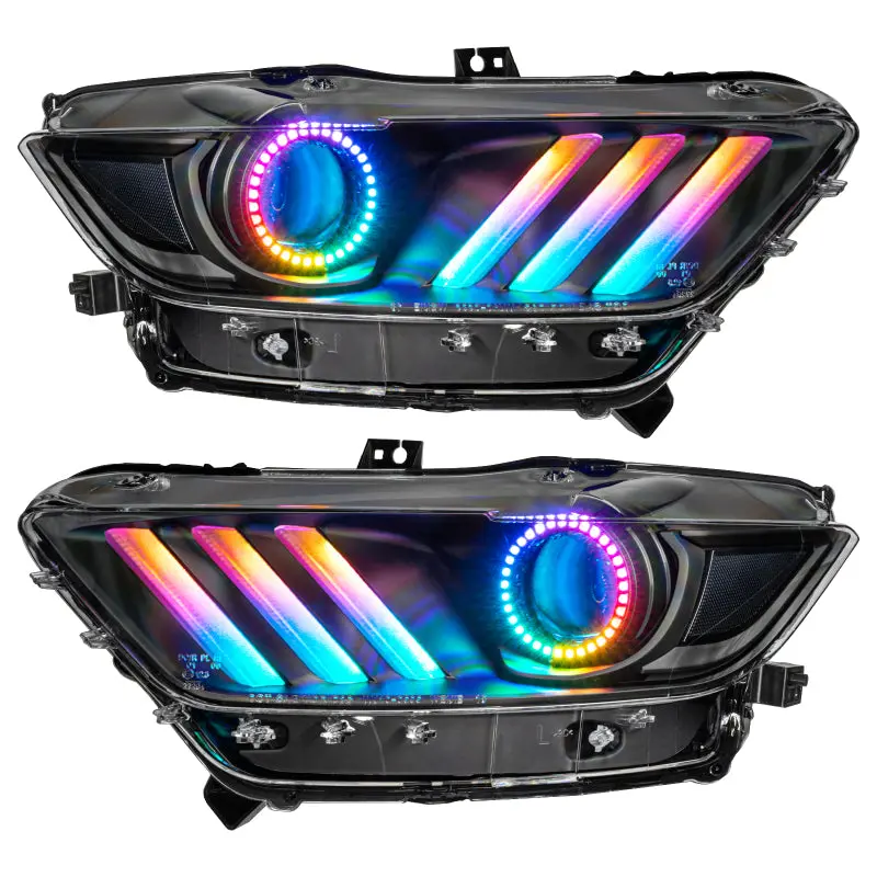Oracle 15-17 Ford Mustang Dynamic Rgb+A Pre-Assembled Headlights - Black Edition - See Warranty 1