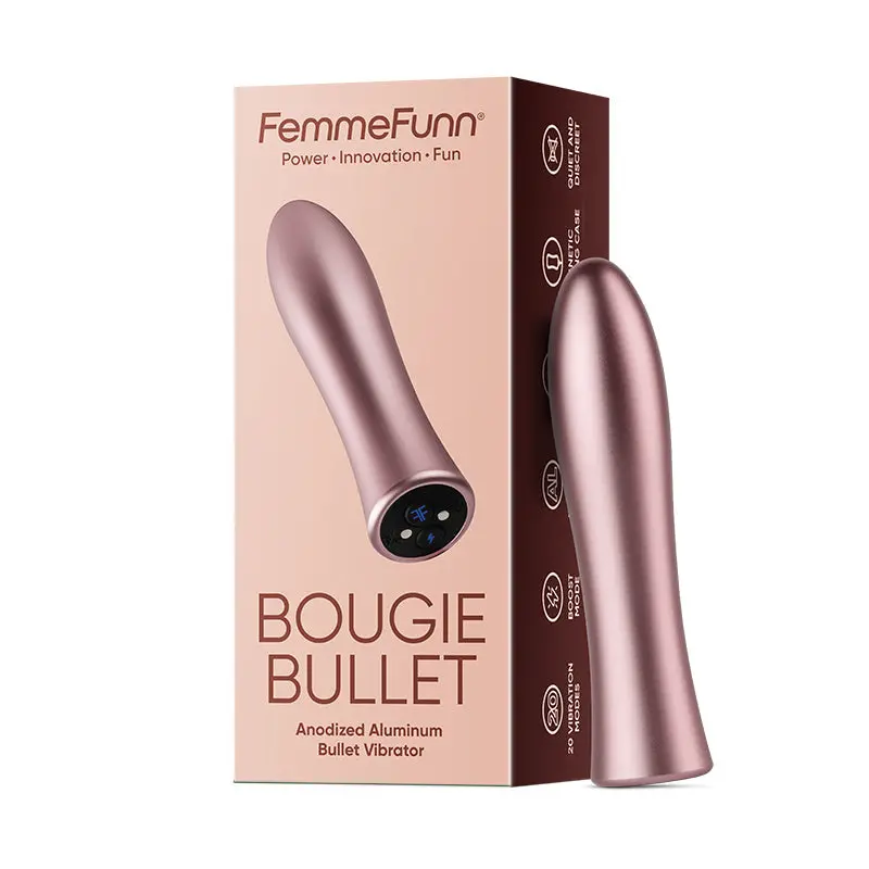 Femmefunn Bougie Bullet Rechargeable Aluminum Vibrator Rose Gold 1