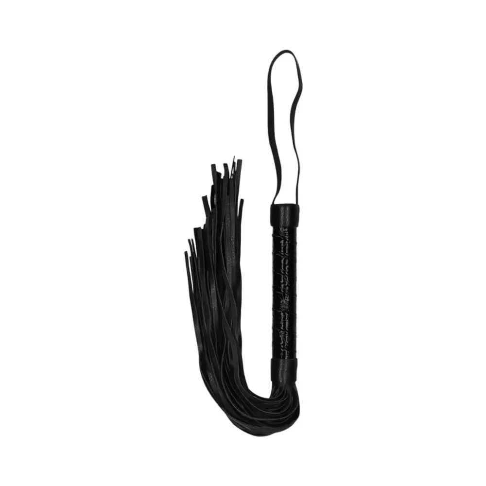 Ouch! Luxury Diamond-Patterned Whip Flogger Black 1