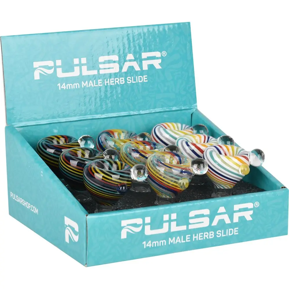Pulsar Rainbow Candy Swirl No-Roll Herb Slide - 14Mm M / 9Ct 1