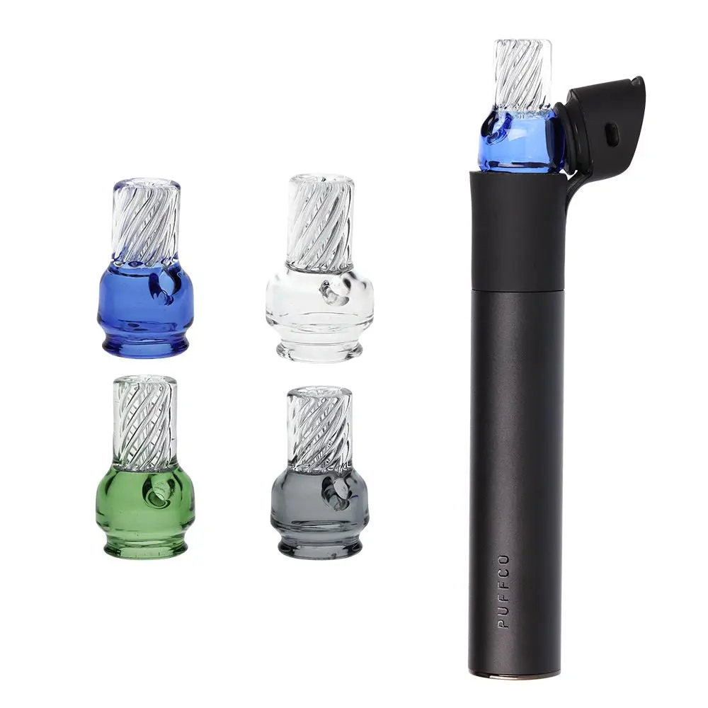 Pulsar Vortex Glass Mouthpiece Attachement For Puffco Pivot W/ Display Stand - Colors Vary 1