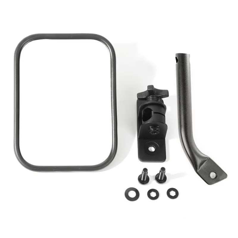 Rugged Ridge 97-18 Jeep Wrangler Textured Black Rectangluar Stubby Trail Mirror 1