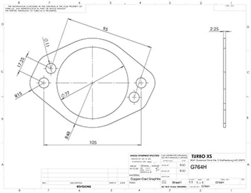 Turbo Xs 4 Hole 3In Gasket 105Mm Center-To-Center (Fits Ws-Mp-V2 / Ws02-Rma / Ws02-Rma-Ti) 1