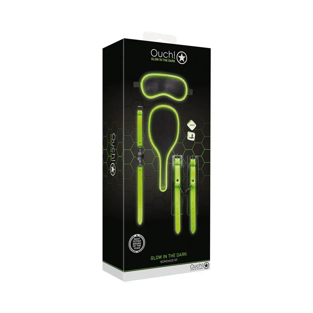 Ouch! Glow In The Dark 7-Piece Bondage Kit Neon Green 1