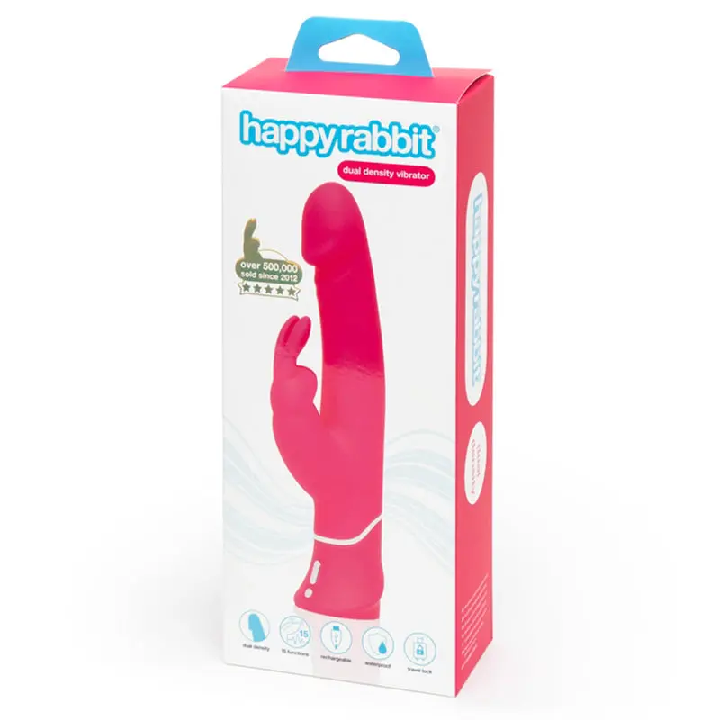 Happy Rabbit Dual Density Rechargeable Silicone Rabbit Vibrator Pink 1