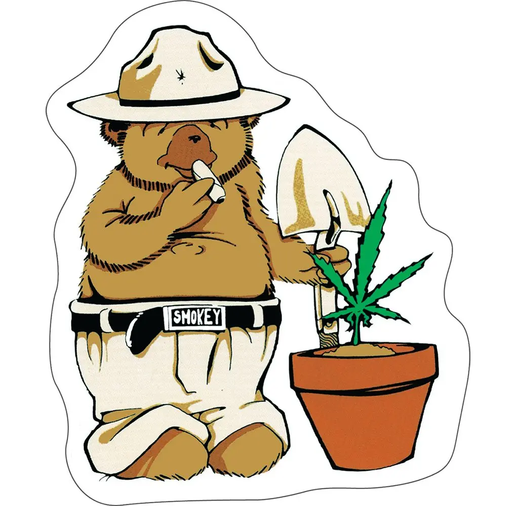 Smokey Bear Pot-Ted Plant Sticker - 5" X 4.25" 1