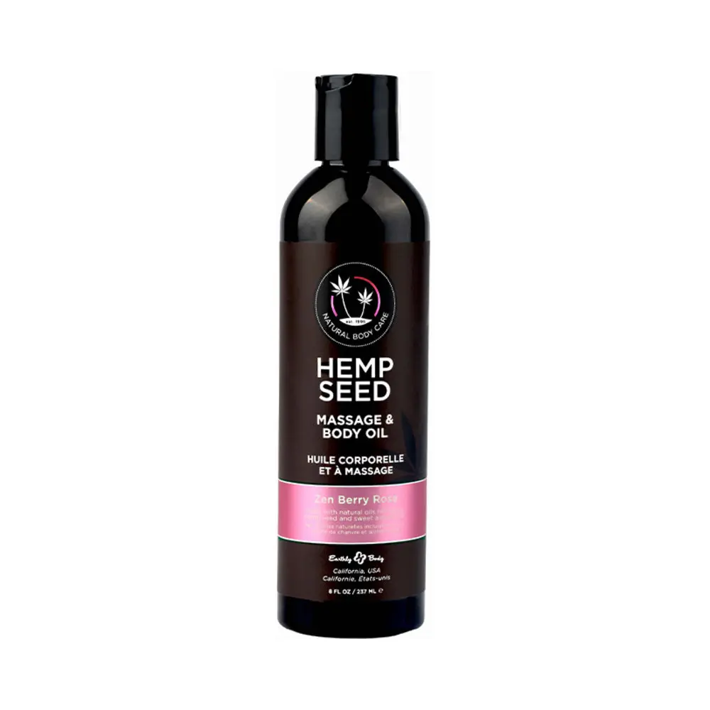 Earthly Body Hemp Seed Massage & Body Oil Zen Berry Rose 8 Oz. 1
