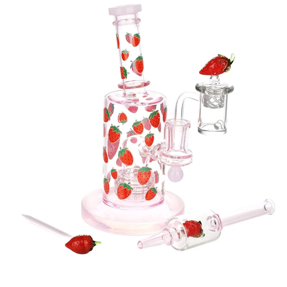 Pulsar Strawberry Cough Glow In The Dark Dab Rig Kit - 8" / 14Mm F 1