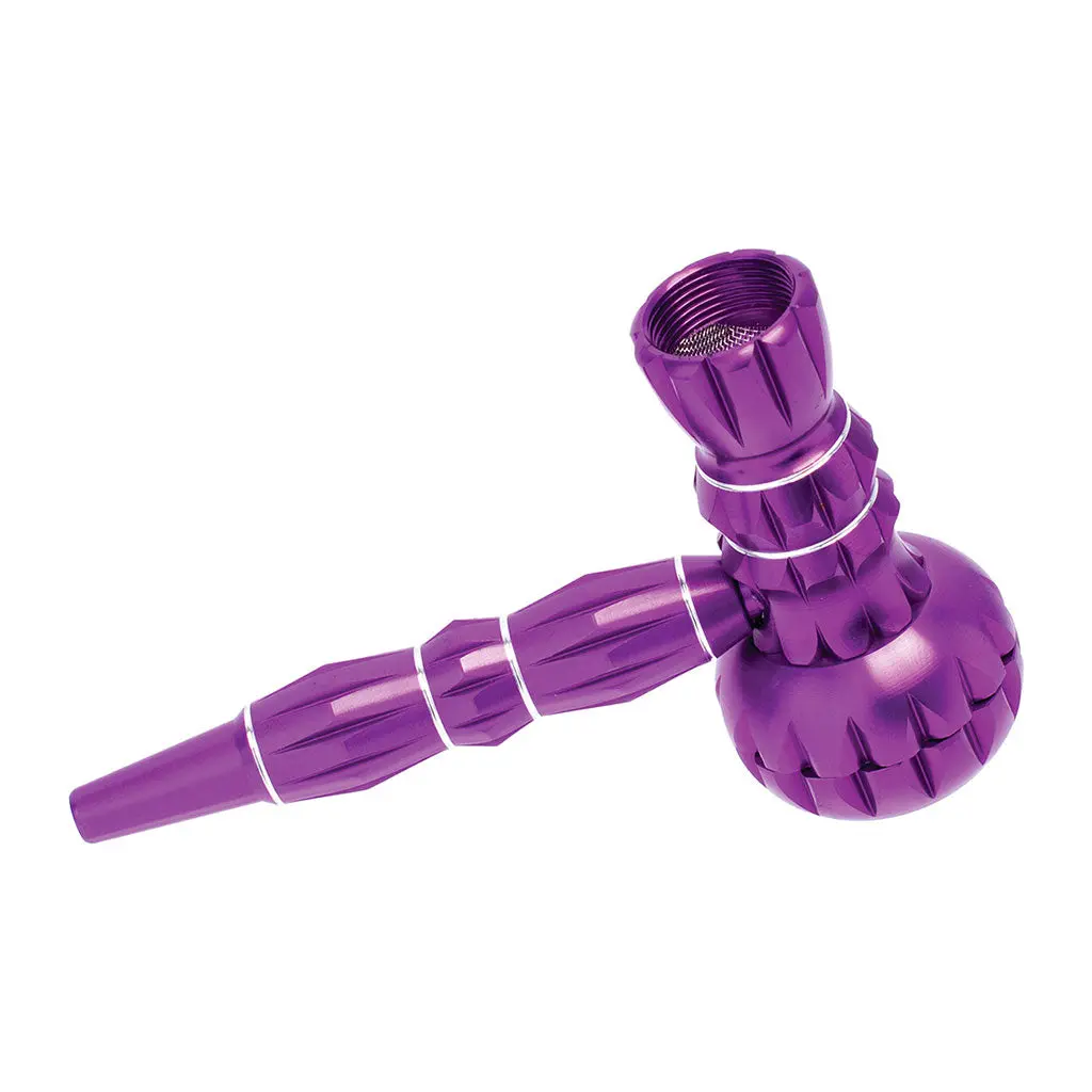Aluminum Ribbed Smoking Pipe With Grinder 4