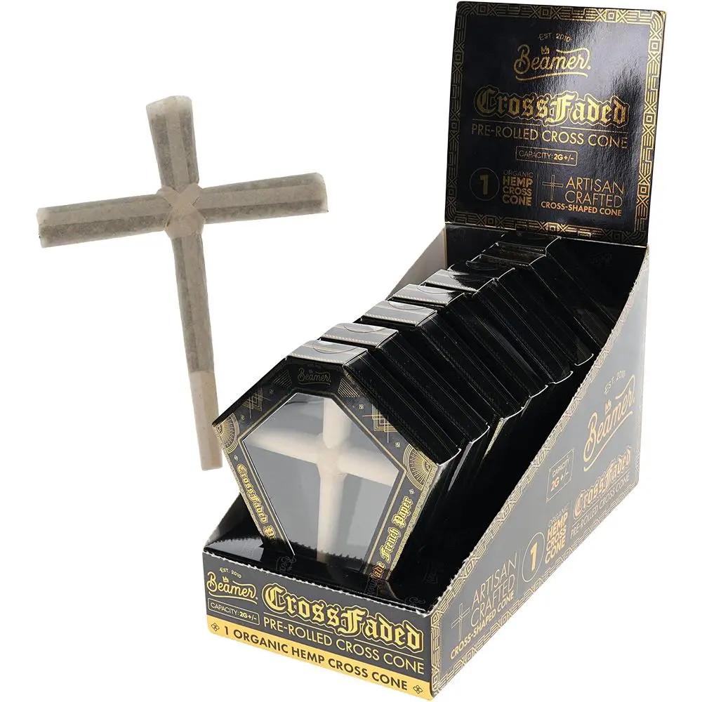 8Ct Display - Beamer Crossfaded Organic Hemp Pre-Rolled Cross-Shaped Cone 1
