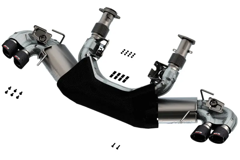 Borla 2020 Chevrolet Corvette C8 6.2L Atak 3In Exhaust System Dual Round Angle Cut Carbon Fiber Tips 1