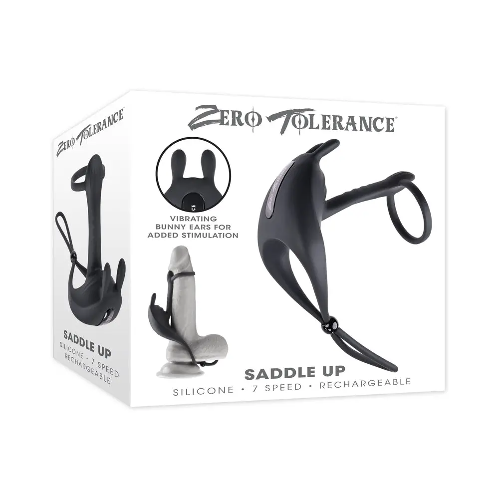 Zero Tolerance Saddle Up Rechargeable Vibrating C-Ring & Girth Enhancer Silicone Black 1