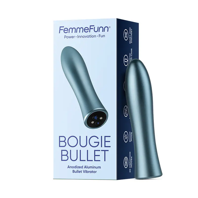 Femmefunn Bougie Bullet Rechargeable Aluminum Vibrator Light Blue 1
